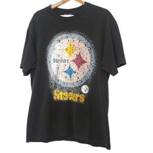 Vintage Pittsburgh Steelers Mens Large T Shirt 1998 NFL Football Rain Drops READ